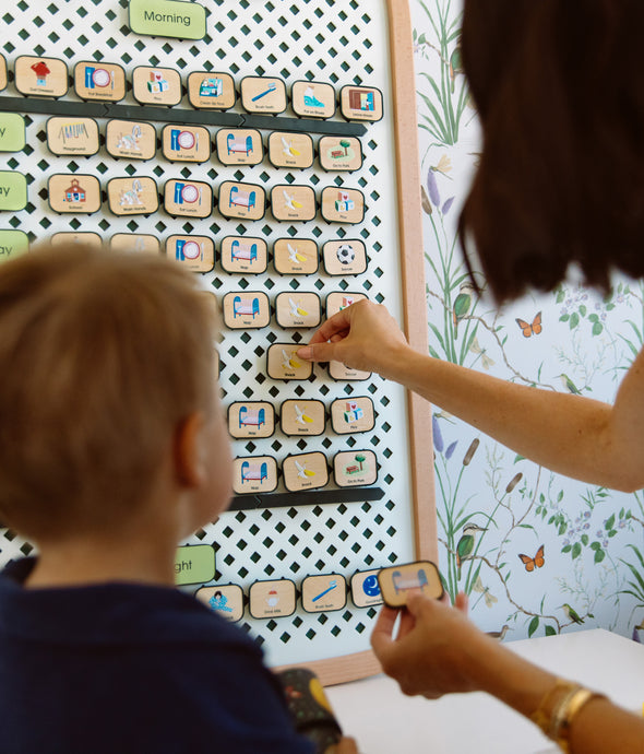 Boy watching mom use Large Sprinboard